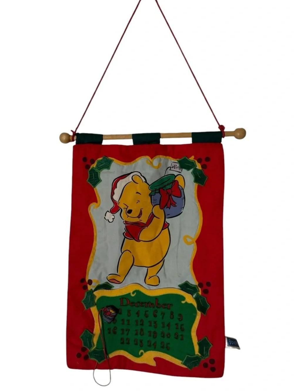 Vintage Disney Winnie the Pooh Christmas Countdown Advent Wall Hanging Calendar
